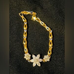 18k Gold Filled, Gold Layered 3 Star CZ White Bracelet